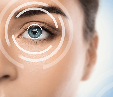 Close up on eye exam, concept of patient interested in Lasik